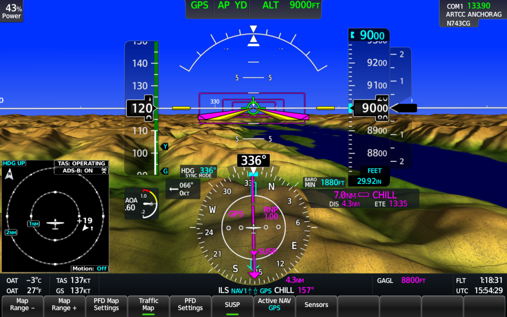 synthetic vision on cirrus plane