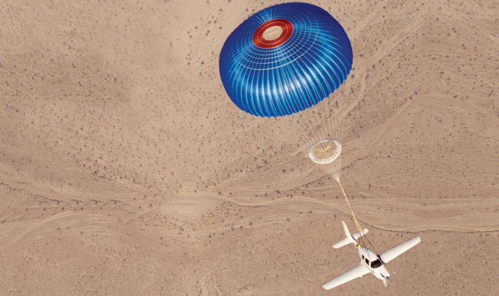 plane with a parachute CAPS