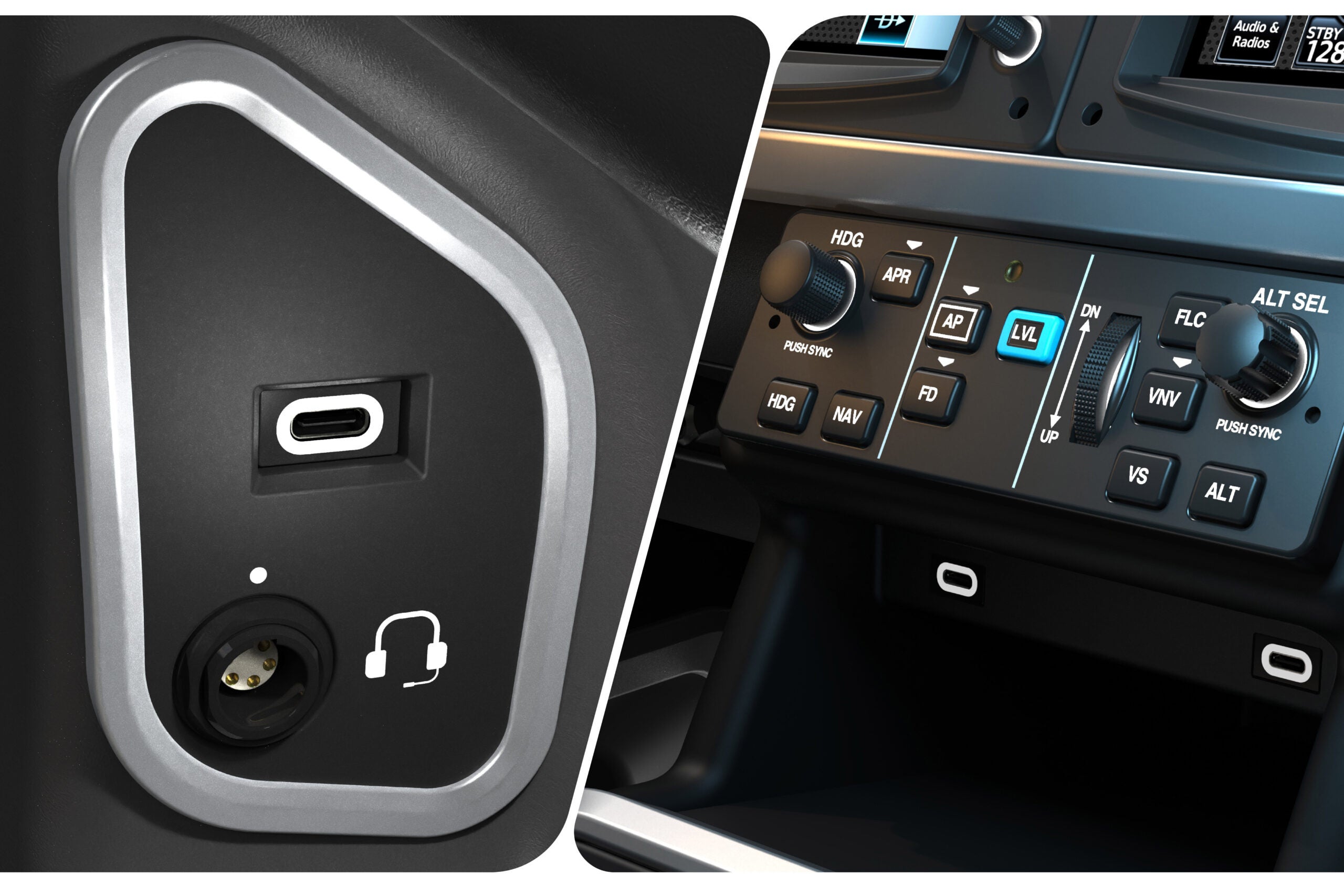 Cirrus SR cirrus 2026 headset and power plug on the right garmin autopilot 